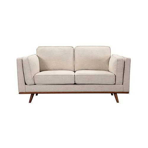 3 2 Seater Sofa Beige Fabric Lounge Set for Living Room Couch with Wooden Frame