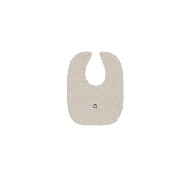 Baby Boy Bib | Organic Embroidered Cherry Pointelle | Beige | Ely's & Co