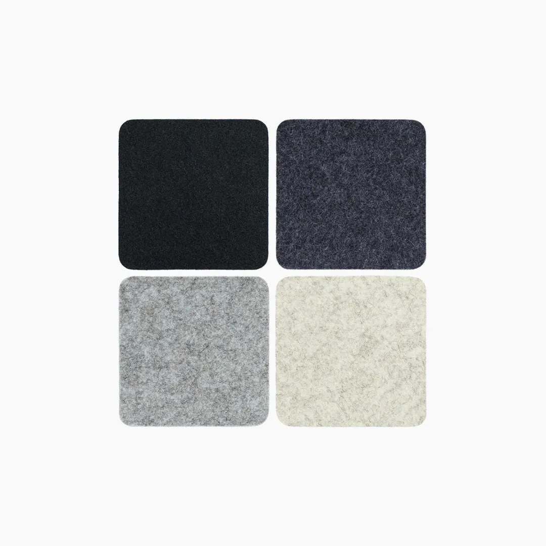 Bierfilzl Merino Wool Felt Square Coaster Multi 4 Pack (Noir)