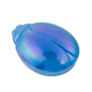 Blue Glass 2-hole Scarab Bead with aurora borealis. 28x22mm. Pkg 1. b11-bl-2159