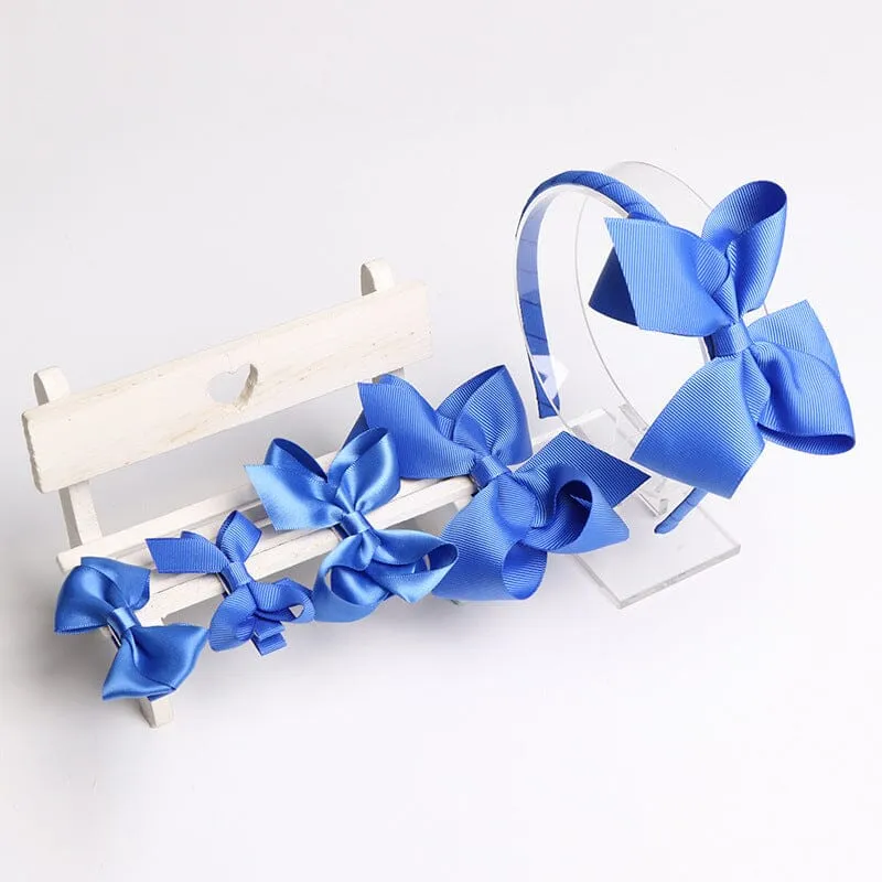 Bow Knot Webbing Hair Clip Headband Gift Set [Set of 5]