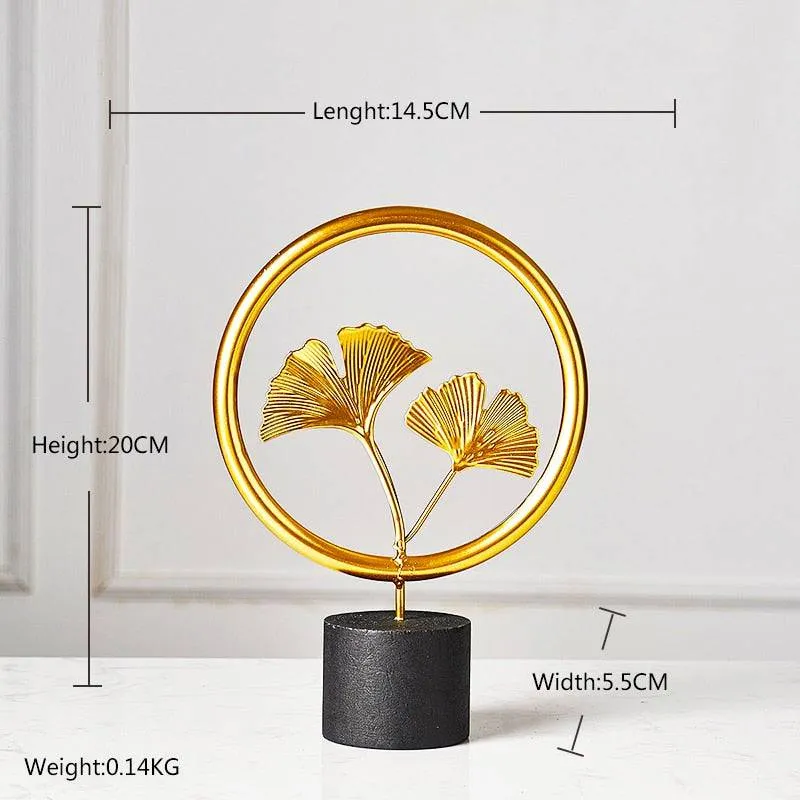 Creative Modern Golden Leaf Ornament Home Living Room Decoration Metal Figurines Flowers Ornaments Miniature Metal Figurines