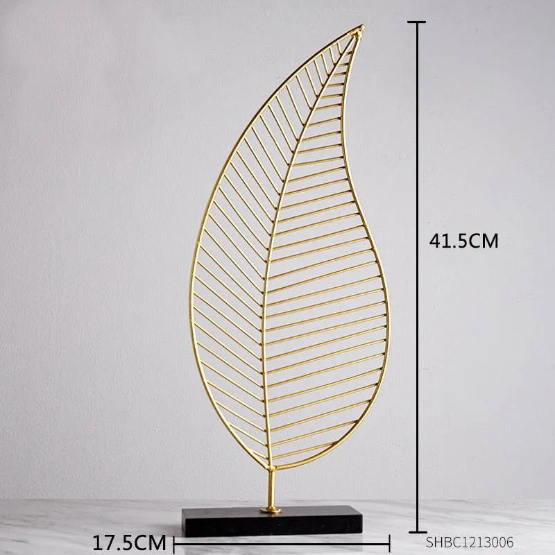 Creative Modern Golden Leaf Ornament Home Living Room Decoration Metal Figurines Flowers Ornaments Miniature Metal Figurines