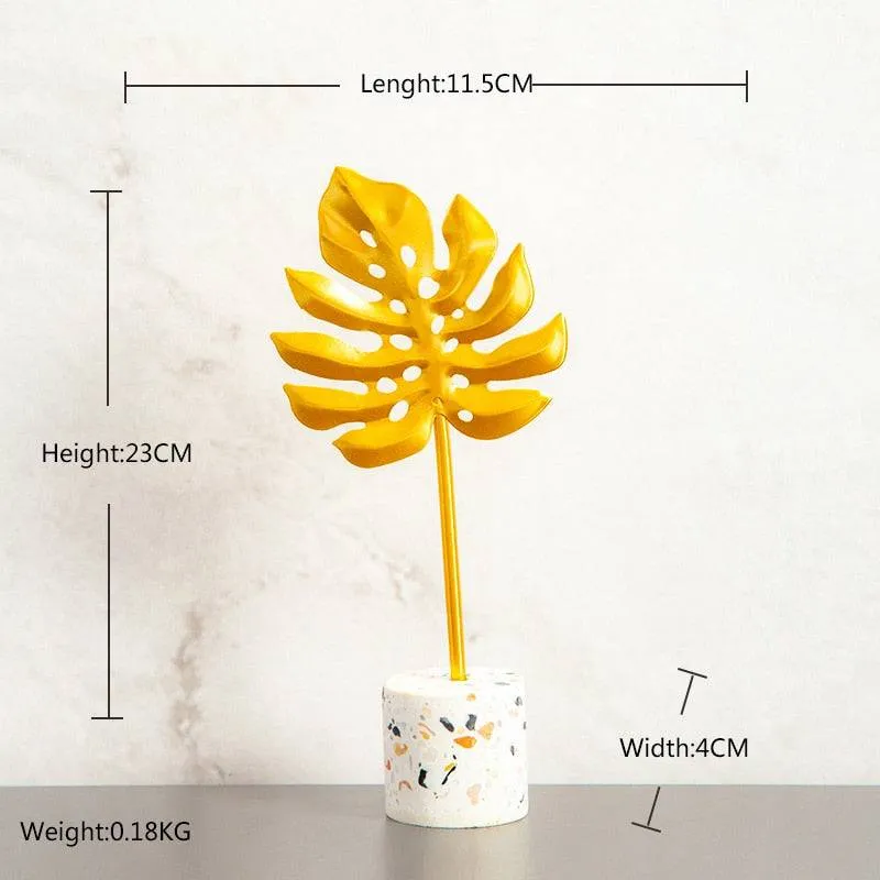 Creative Modern Golden Leaf Ornament Home Living Room Decoration Metal Figurines Flowers Ornaments Miniature Metal Figurines