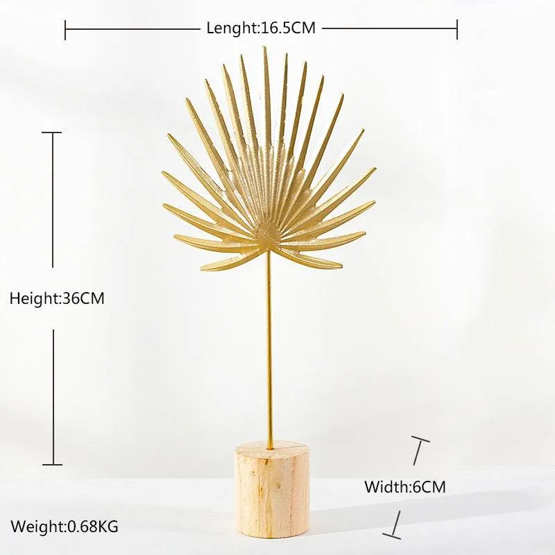 Creative Modern Golden Leaf Ornament Home Living Room Decoration Metal Figurines Flowers Ornaments Miniature Metal Figurines