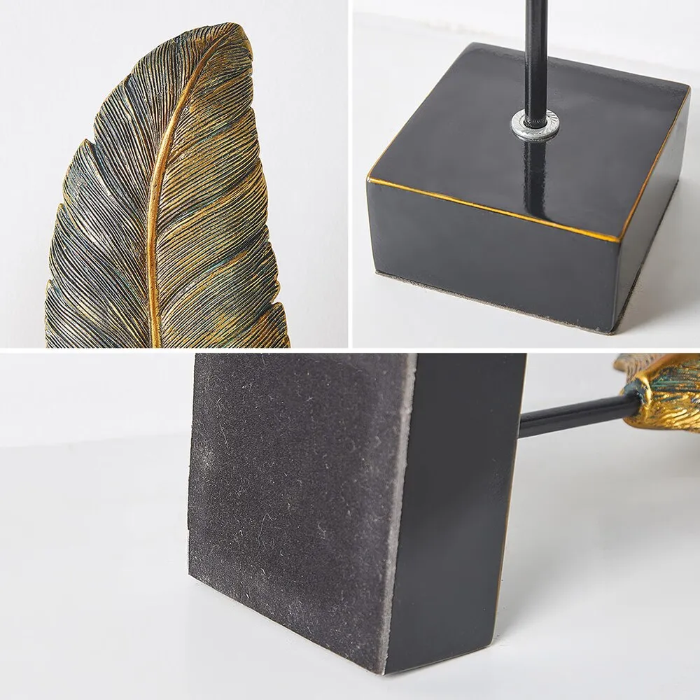 Creative Modern Golden Leaf Ornament Home Living Room Decoration Metal Figurines Flowers Ornaments Miniature Metal Figurines