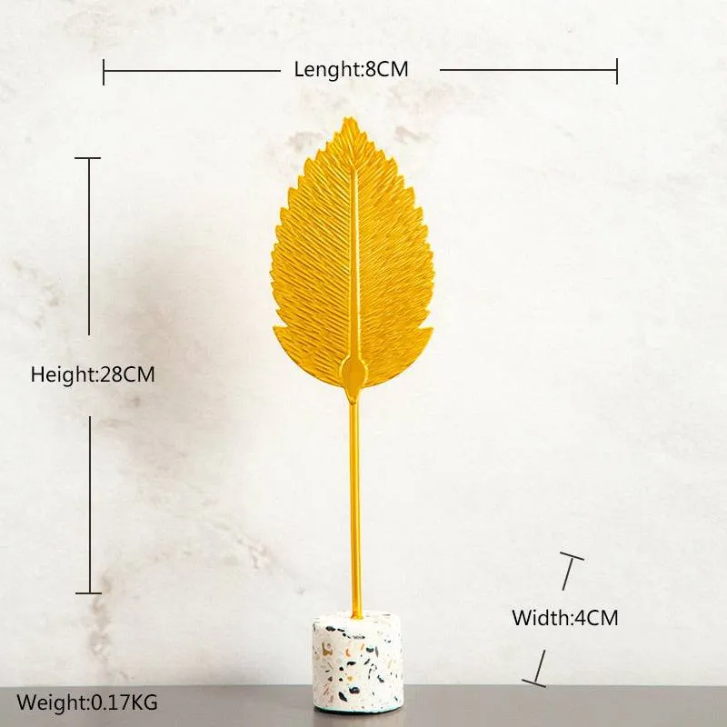 Creative Modern Golden Leaf Ornament Home Living Room Decoration Metal Figurines Flowers Ornaments Miniature Metal Figurines