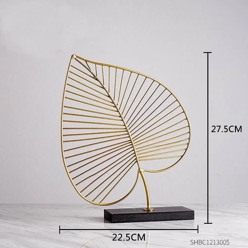 Creative Modern Golden Leaf Ornament Home Living Room Decoration Metal Figurines Flowers Ornaments Miniature Metal Figurines