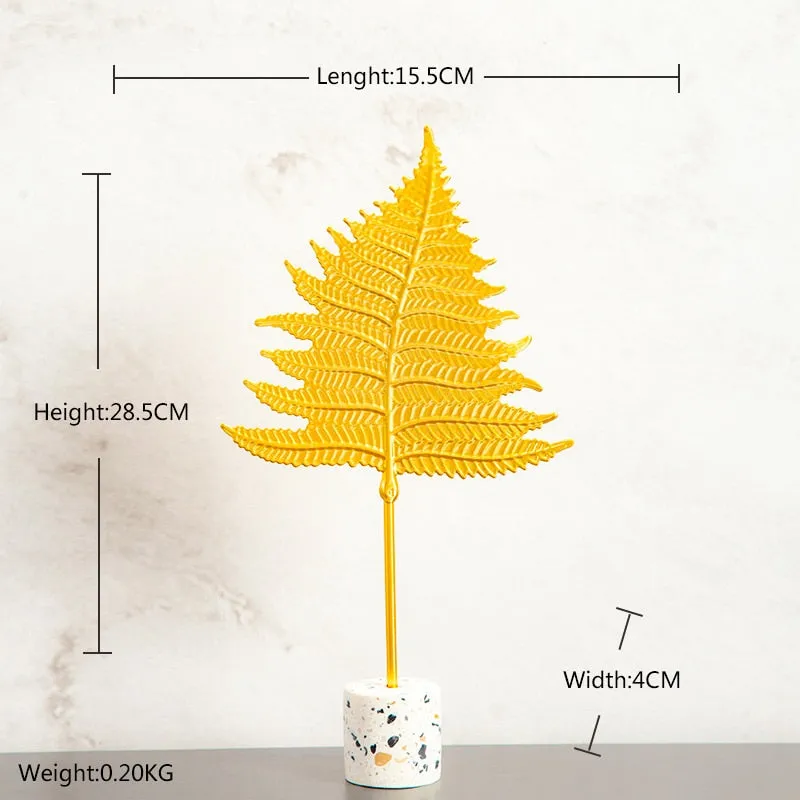 Creative Modern Golden Leaf Ornament Home Living Room Decoration Metal Figurines Flowers Ornaments Miniature Metal Figurines