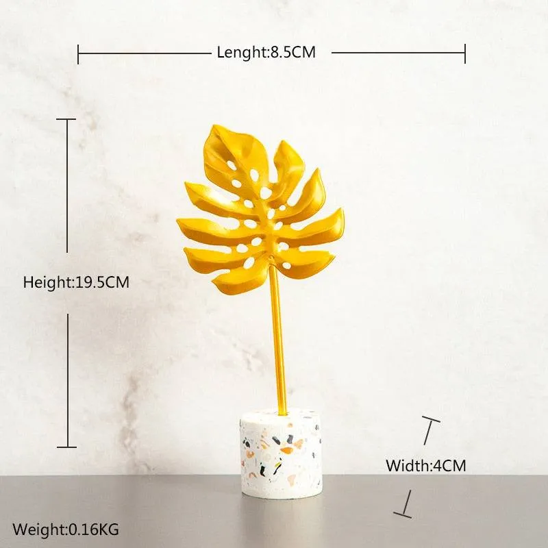 Creative Modern Golden Leaf Ornament Home Living Room Decoration Metal Figurines Flowers Ornaments Miniature Metal Figurines