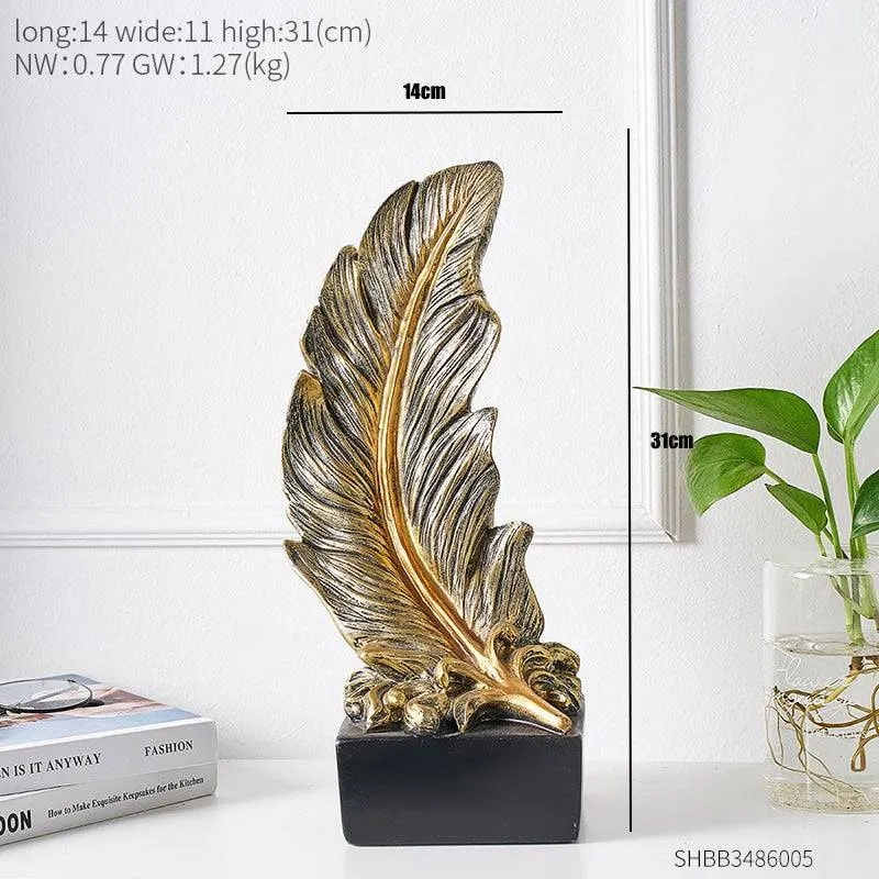 Creative Modern Golden Leaf Ornament Home Living Room Decoration Metal Figurines Flowers Ornaments Miniature Metal Figurines