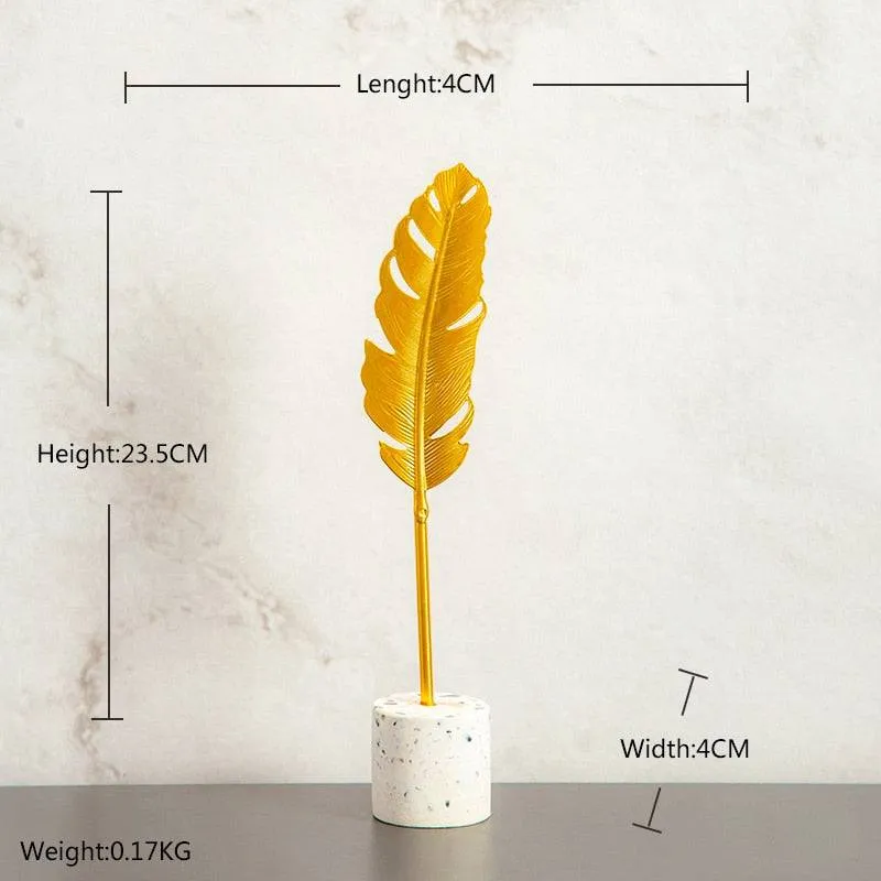 Creative Modern Golden Leaf Ornament Home Living Room Decoration Metal Figurines Flowers Ornaments Miniature Metal Figurines