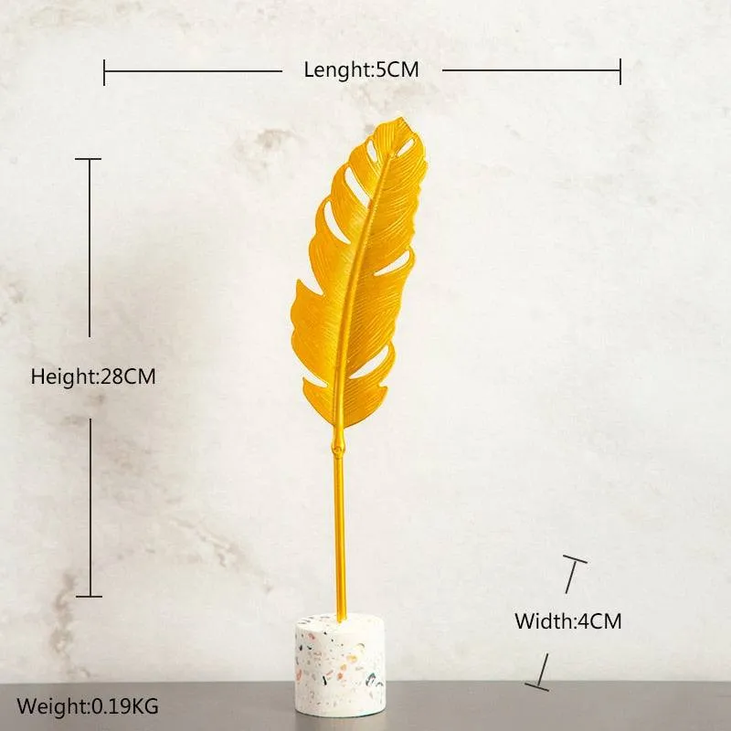 Creative Modern Golden Leaf Ornament Home Living Room Decoration Metal Figurines Flowers Ornaments Miniature Metal Figurines