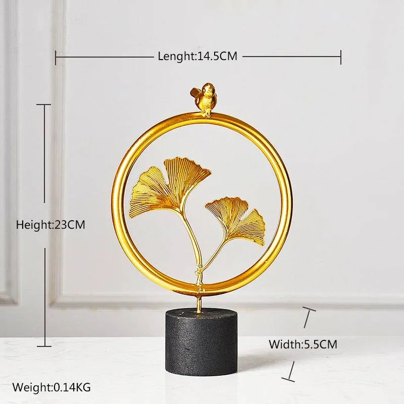 Creative Modern Golden Leaf Ornament Home Living Room Decoration Metal Figurines Flowers Ornaments Miniature Metal Figurines