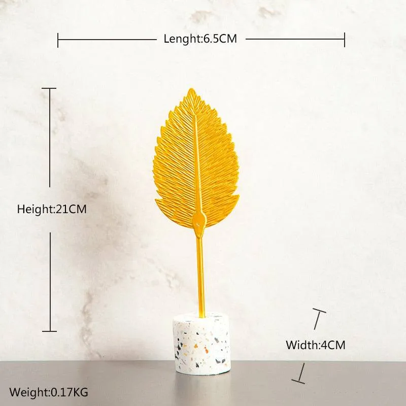 Creative Modern Golden Leaf Ornament Home Living Room Decoration Metal Figurines Flowers Ornaments Miniature Metal Figurines