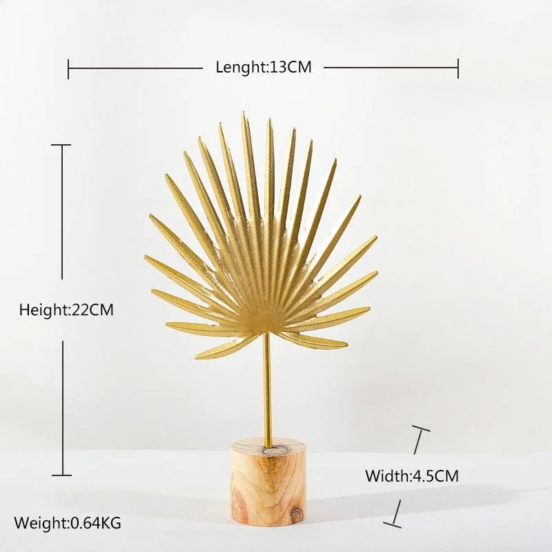Creative Modern Golden Leaf Ornament Home Living Room Decoration Metal Figurines Flowers Ornaments Miniature Metal Figurines