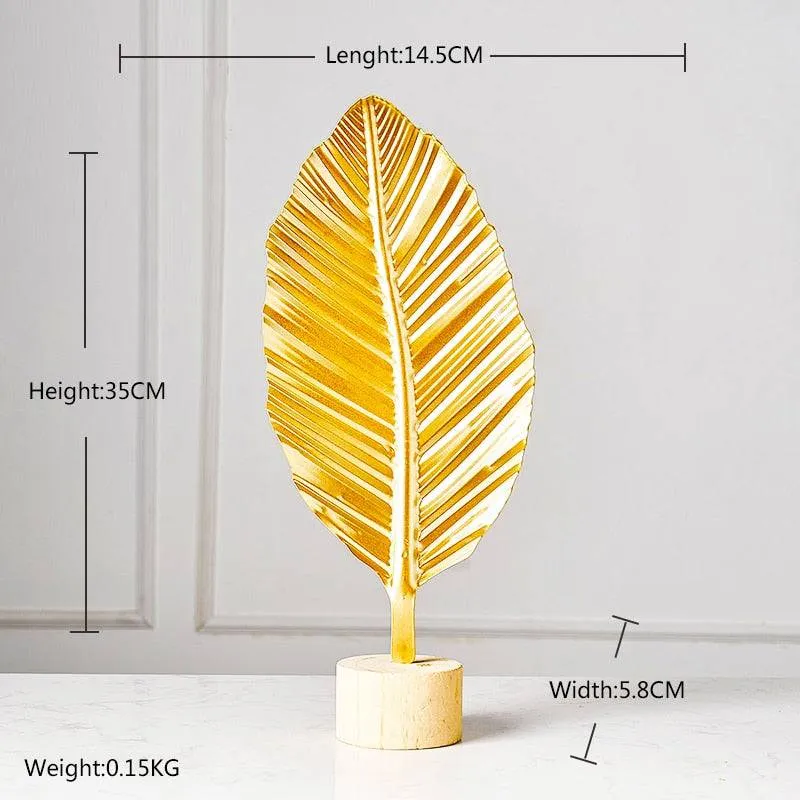Creative Modern Golden Leaf Ornament Home Living Room Decoration Metal Figurines Flowers Ornaments Miniature Metal Figurines