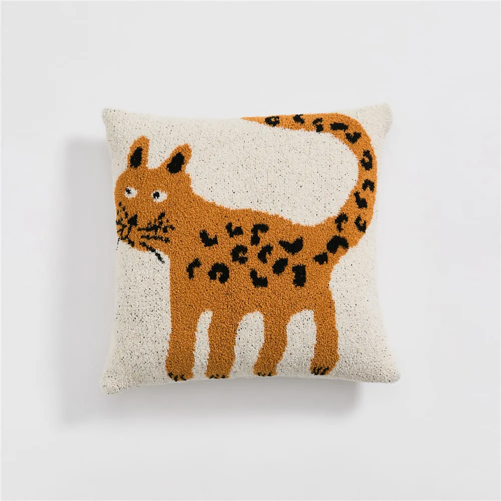 Cute Spot Cat Microfiber Knitted Cushion Cover