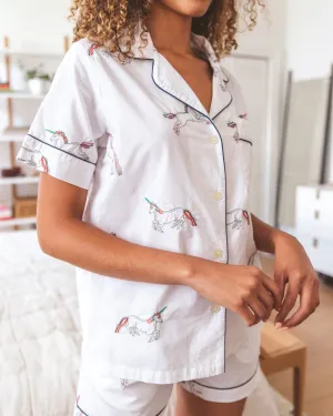 Embroidered Unicorn - Short PJ Set - Cloud