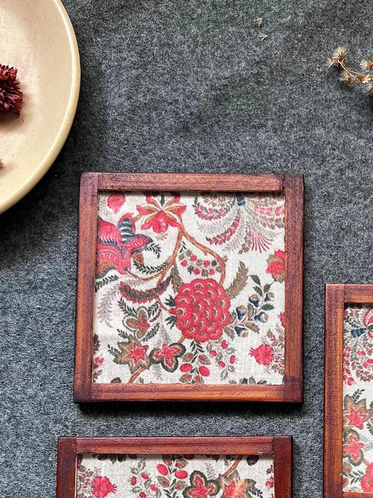 Floral Harmony Silk Coasters