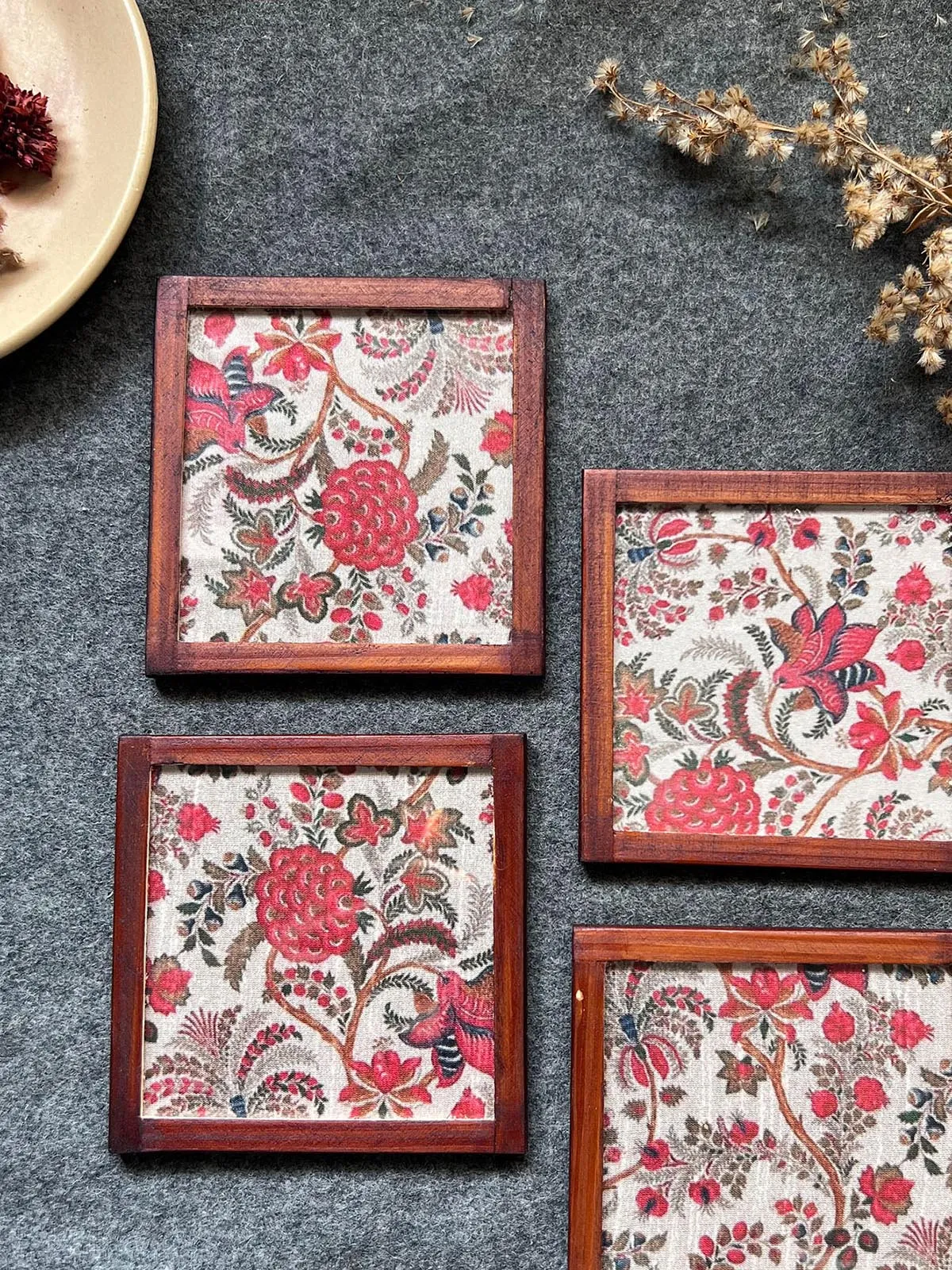 Floral Harmony Silk Coasters