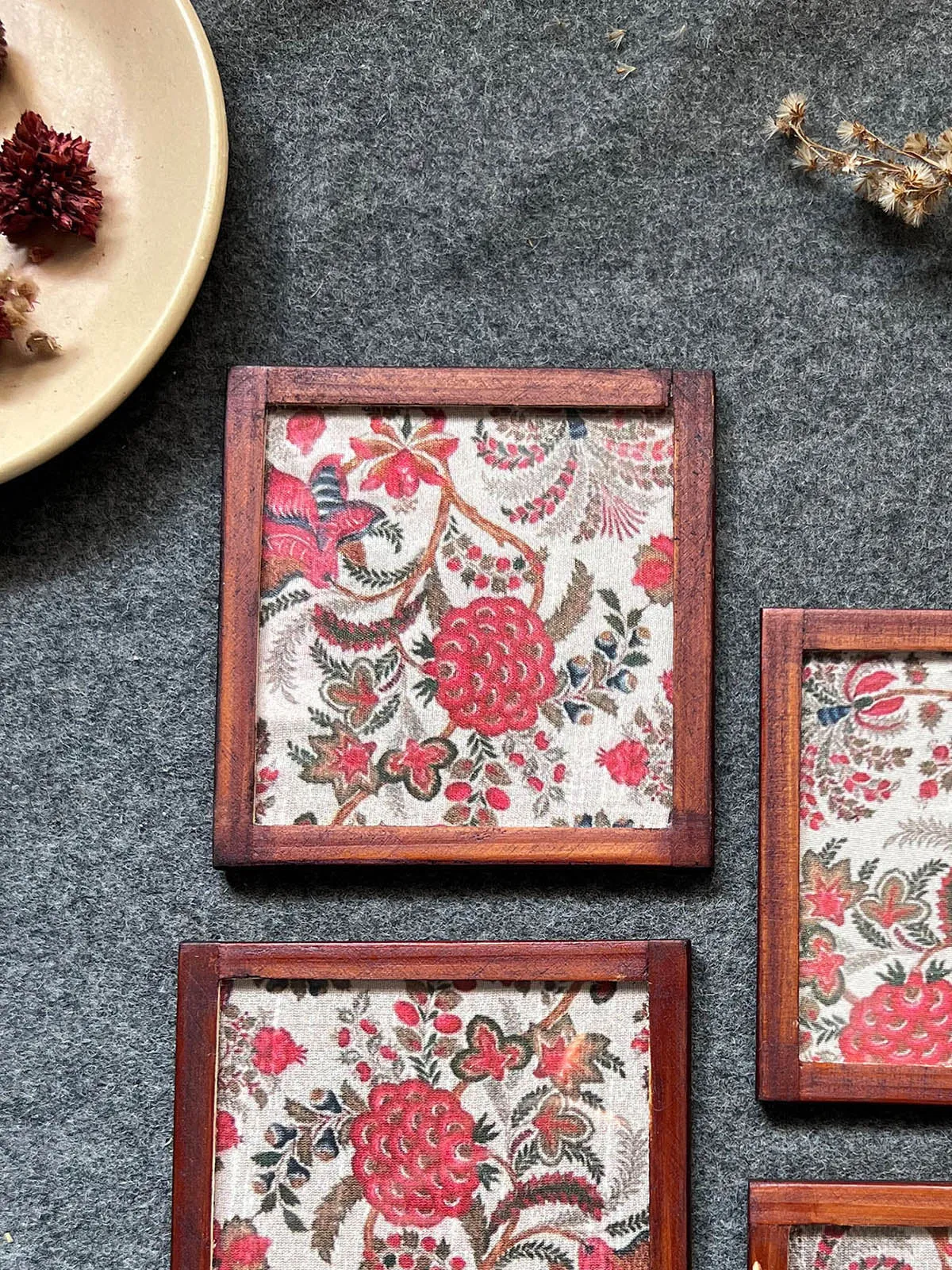Floral Harmony Silk Coasters