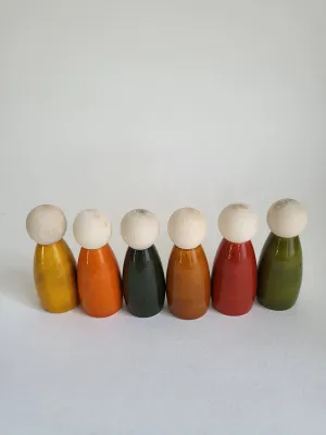 Handcrafted Wooden Coloured Peg Dolls