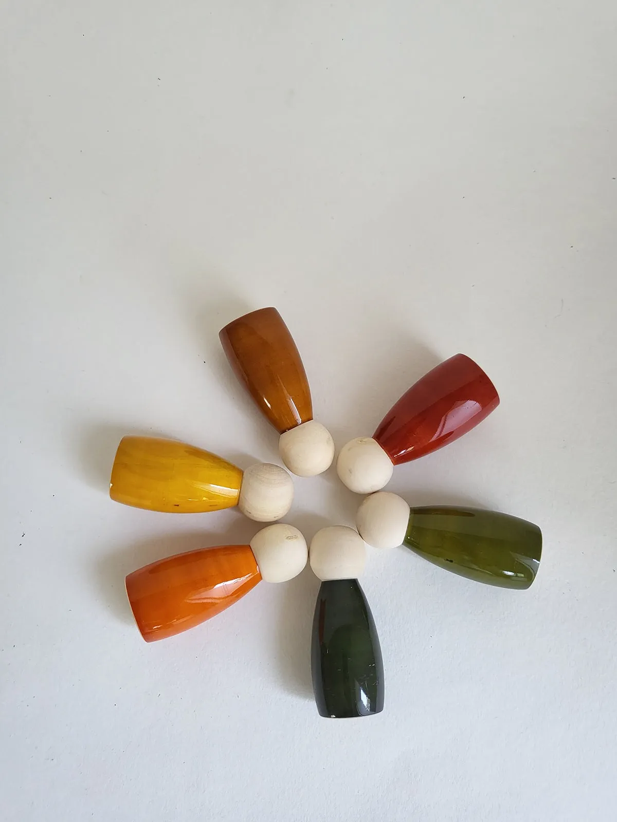 Handcrafted Wooden Coloured Peg Dolls