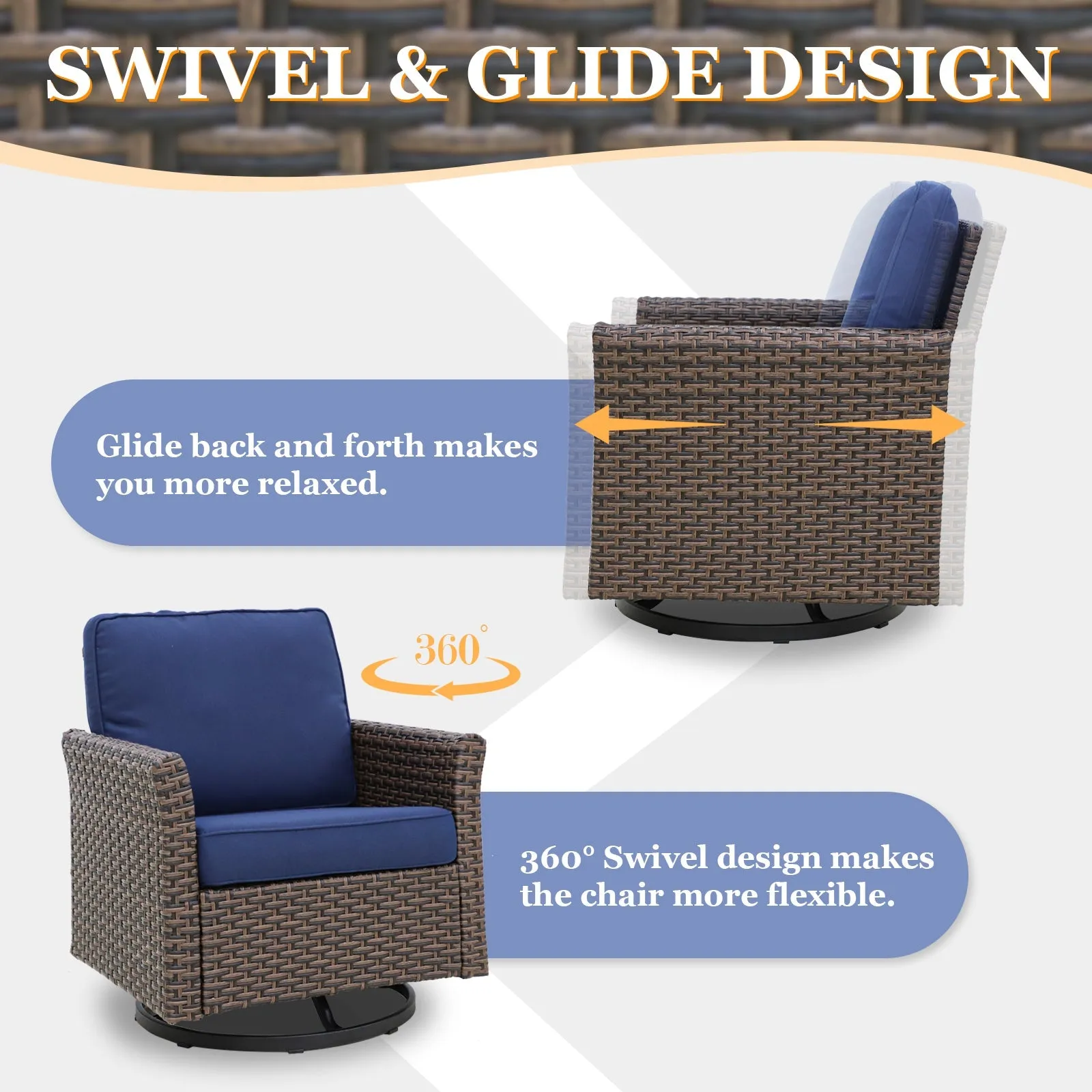 Ocean Vista Wicker Outdoor Patio Furniture Set w/ Loveseat,Patio Chairs , 5 Piece