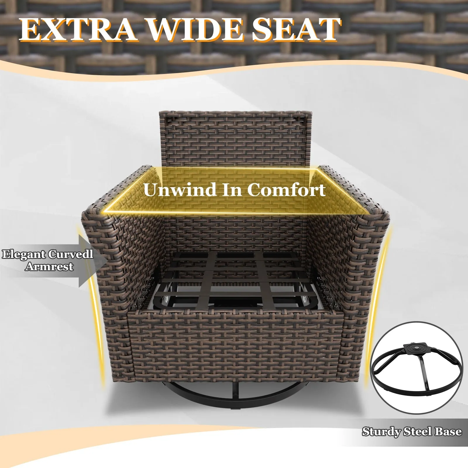 Ocean Vista Wicker Outdoor Patio Furniture Set w/ Loveseat,Patio Chairs , 5 Piece