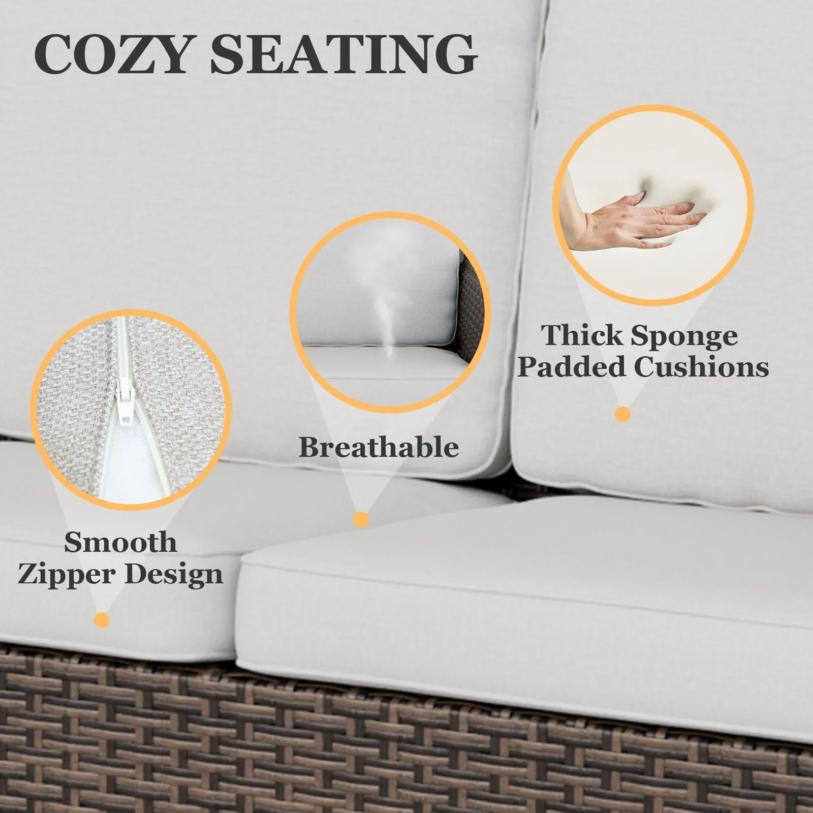 Ocean Vista Wicker Outdoor Patio Furniture Set w/ Loveseat,Patio Chairs , 5 Piece