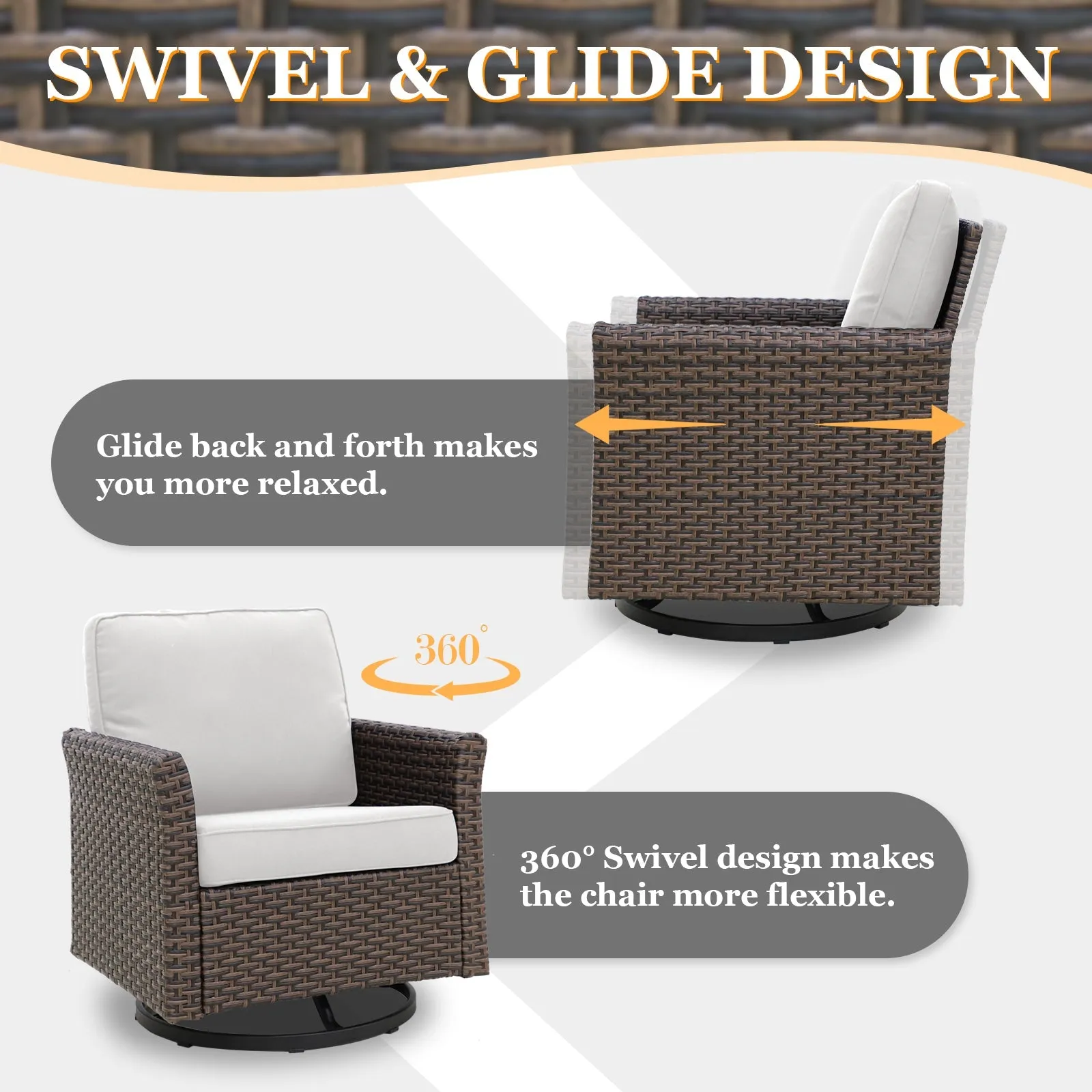 Ocean Vista Wicker Outdoor Patio Furniture Set w/ Loveseat,Patio Chairs , 5 Piece