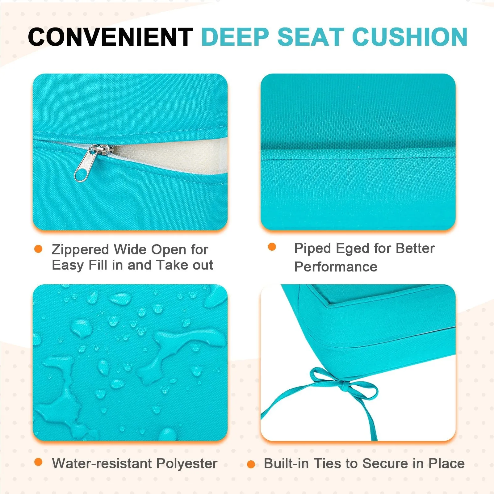Outdoor Deep Seat Cushion Set, 25 x 25 x 5 inch, Set of 4