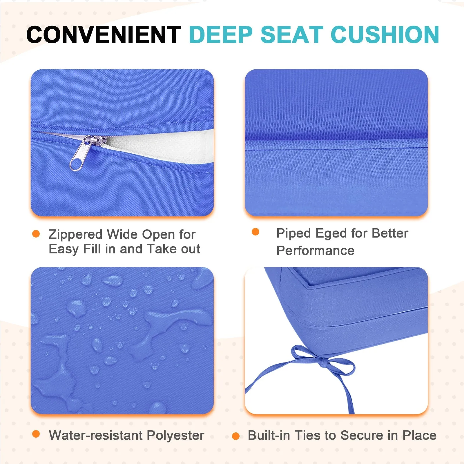 Outdoor Deep Seat Cushion Set, 25 x 25 x 5 inch, Set of 4
