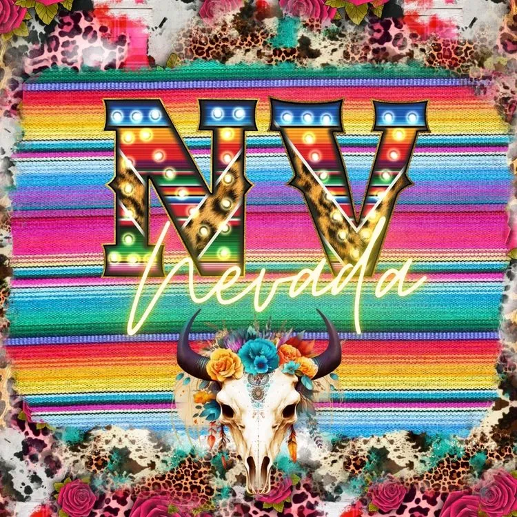 Pick Your State Serape Marquee Bullhead Square Neoprene Coasters 4 inch - Pick your State