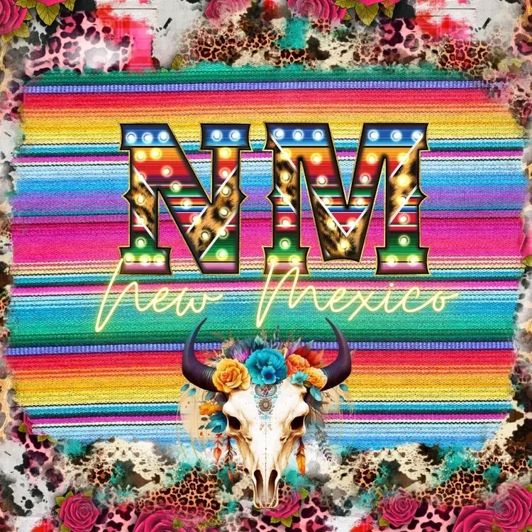 Pick Your State Serape Marquee Bullhead Square Neoprene Coasters 4 inch - Pick your State