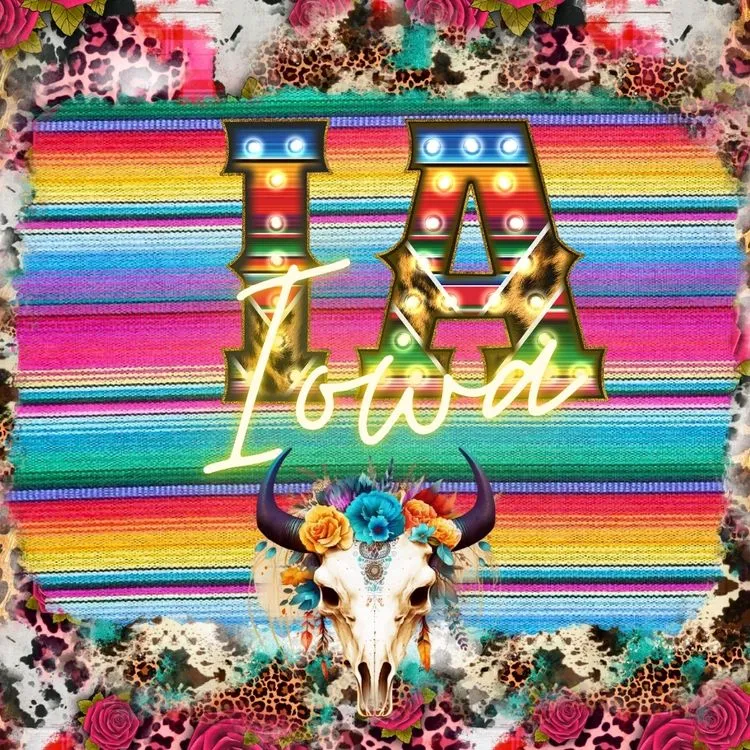 Pick Your State Serape Marquee Bullhead Square Neoprene Coasters 4 inch - Pick your State