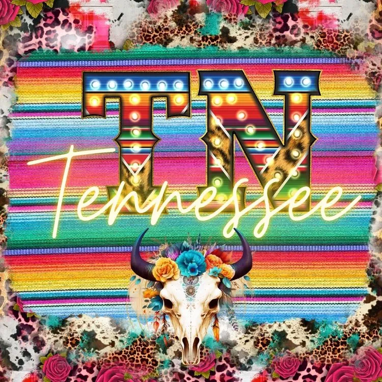 Pick Your State Serape Marquee Bullhead Square Neoprene Coasters 4 inch - Pick your State