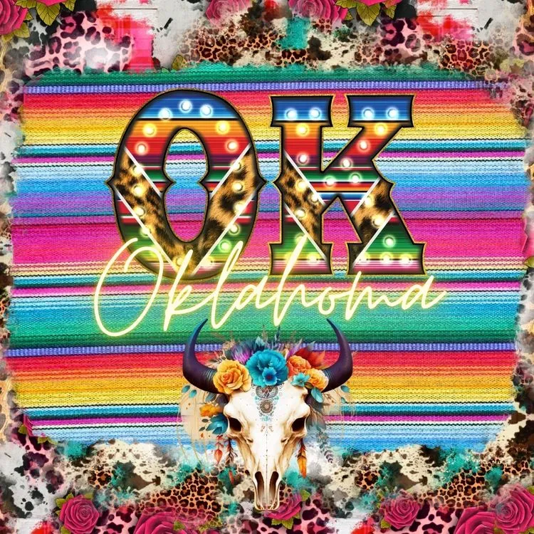 Pick Your State Serape Marquee Bullhead Square Neoprene Coasters 4 inch - Pick your State