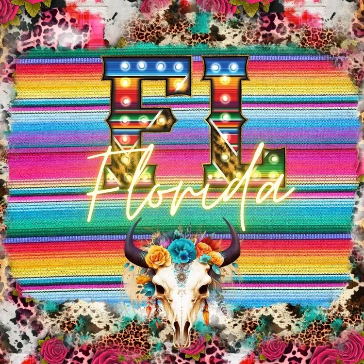 Pick Your State Serape Marquee Bullhead Square Neoprene Coasters 4 inch - Pick your State