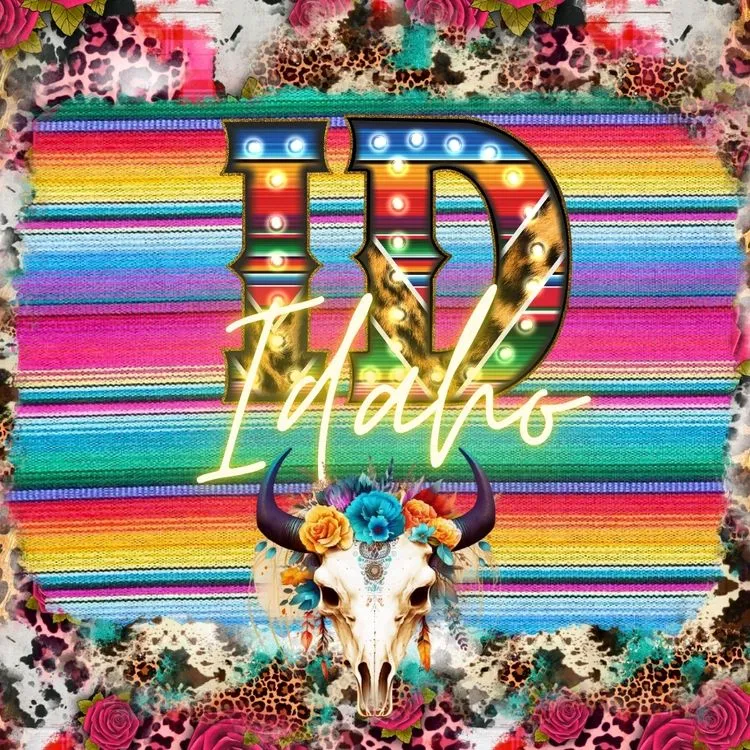 Pick Your State Serape Marquee Bullhead Square Neoprene Coasters 4 inch - Pick your State