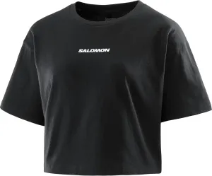 Salomon Women's Logo Twist Outdoor Short Sleeve T-Shirt, DEEP Black, L