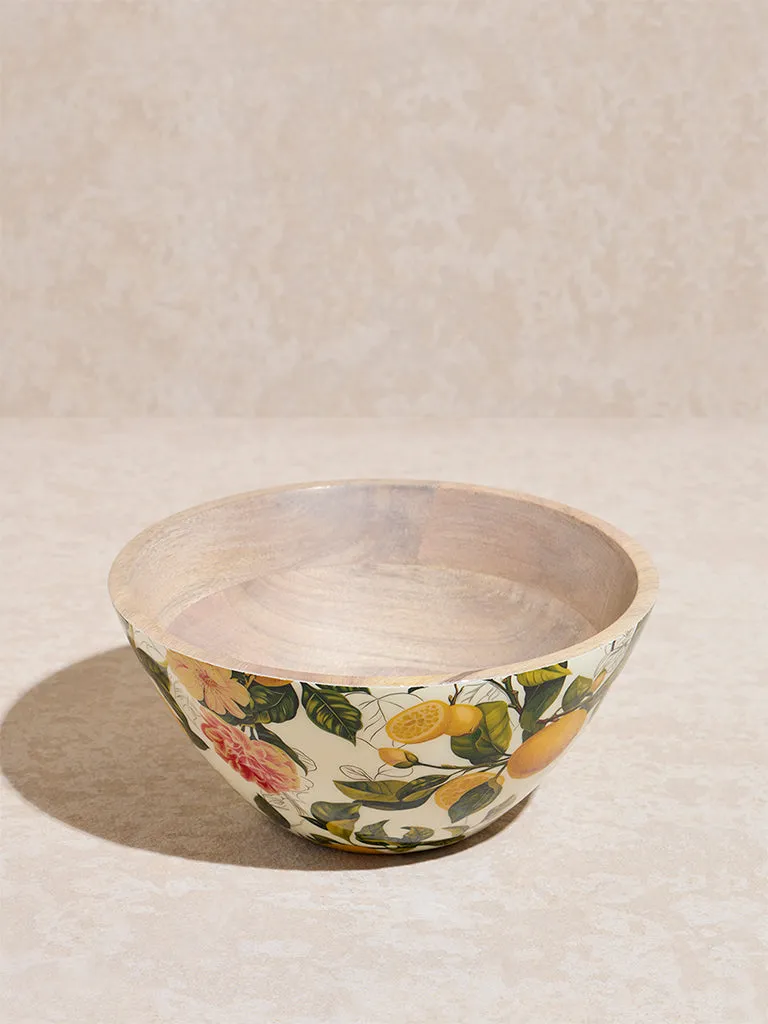 Westside Home Multicolour Lemon Design Wooden Bowl